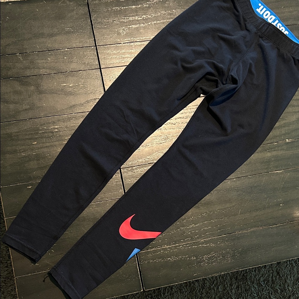Nike Black Leggings with Red and Blue Details